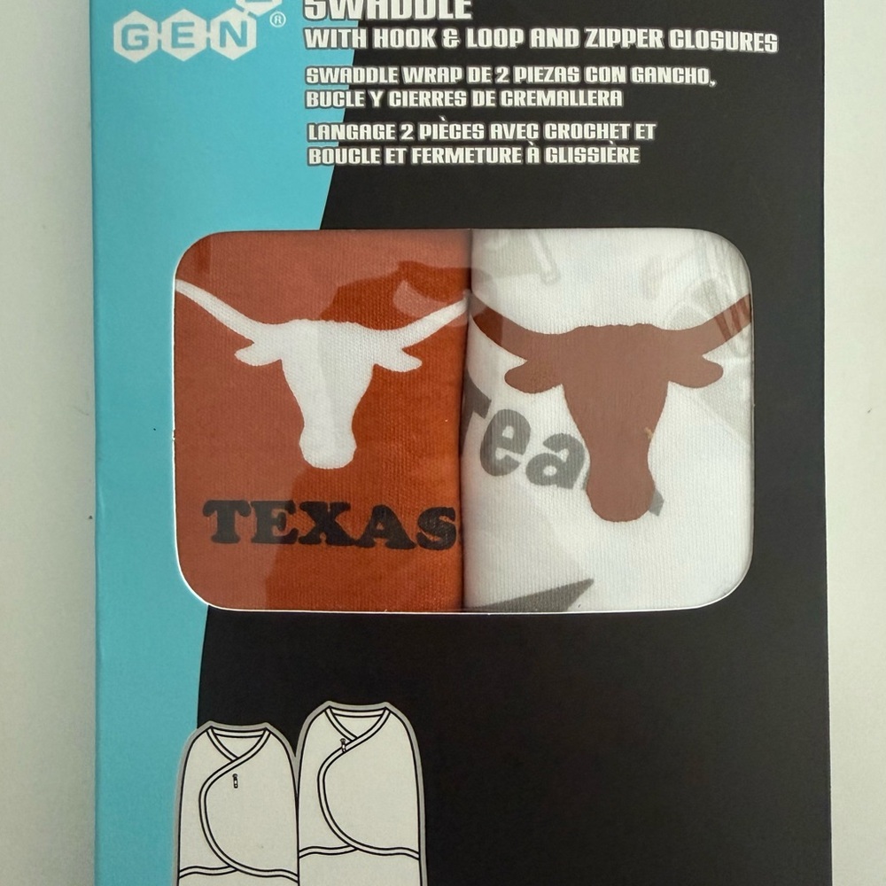 Texas Longhorns Baby Swaddle Wrap Set (2)- Burnt Orange and White
